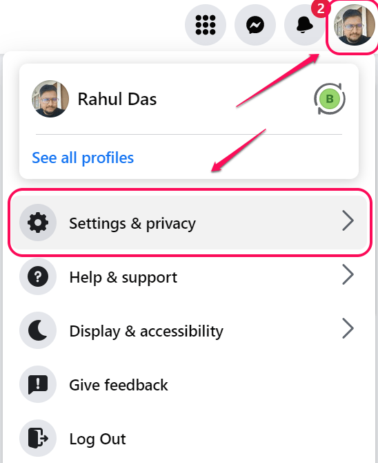 Go to settings and privacy