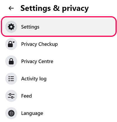 Go to settings page