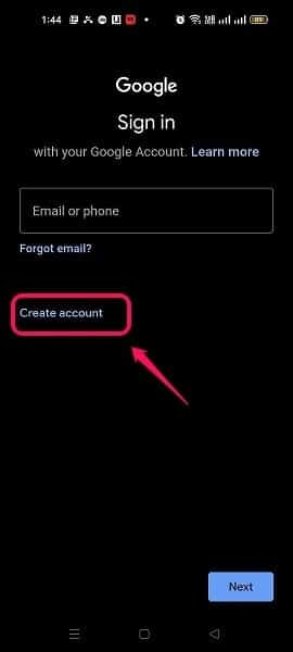 Create new Gmail account 