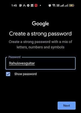 Select a new password