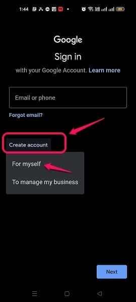 Select proper Gmail account type