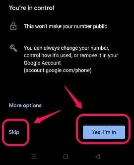 Skip mobile number option