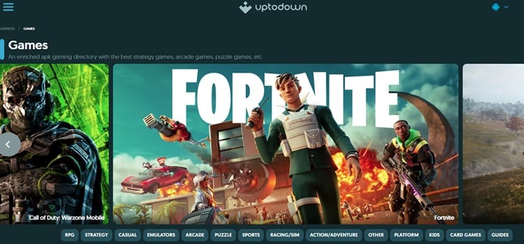 Uptodown free mobile game download site