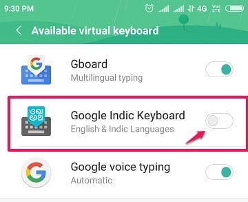 activate virtual bangla keyboard 