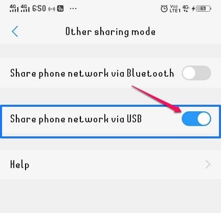 share internet using usb cable