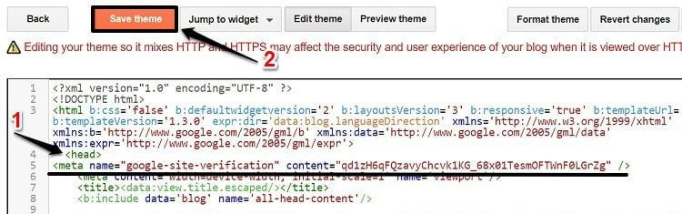 Paste html code in blogger 