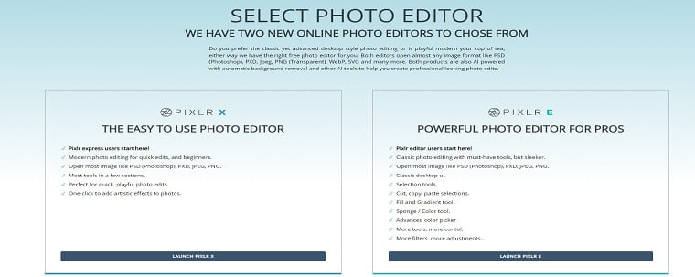 Pixlr free image editing website 