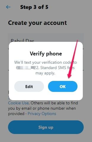 Verify mobile number 