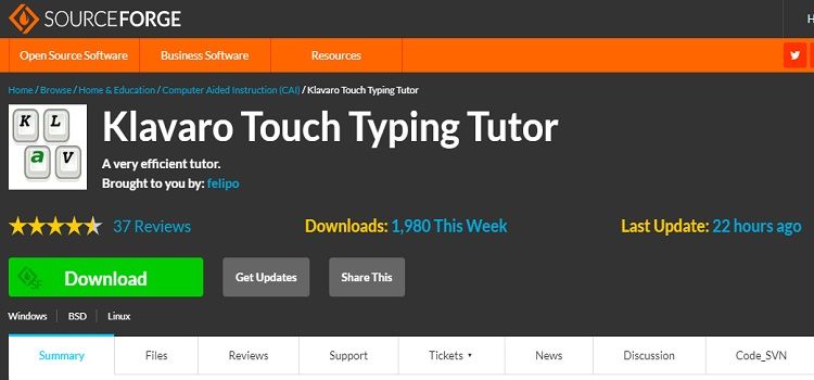 Sourceforge typing software