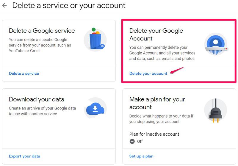 Delete google service or entire account