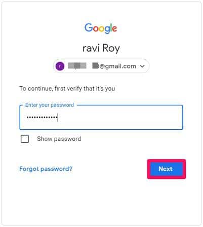 Provide account password 