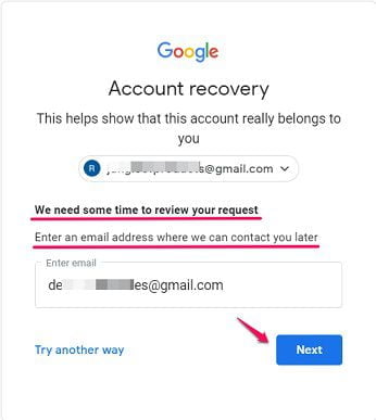 Gmail account recovery if no recovery details set