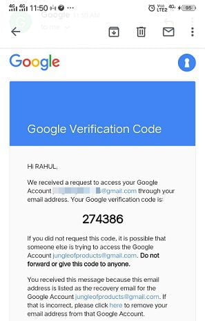 Google password recovery code