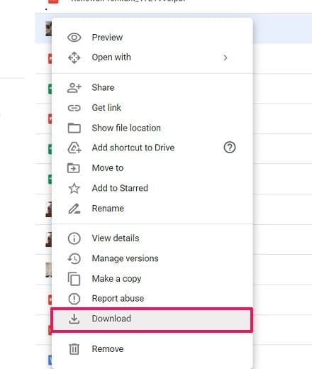 Download files from google drive 