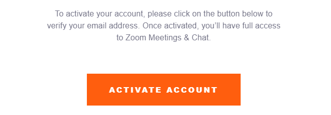 Zoom activation email