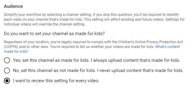 Advance audience channel settings 