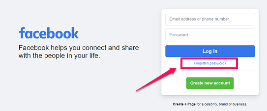 Go to Facebook login page