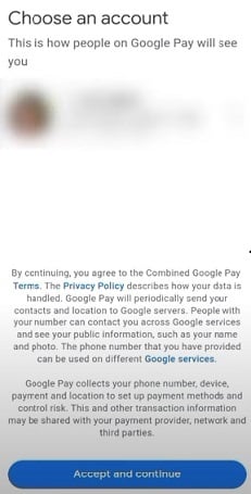 Accept Google pay terms and policy