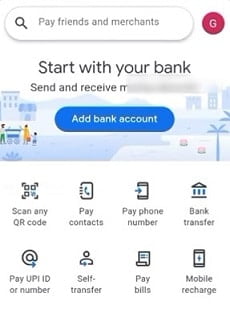 Add bank account in google pay