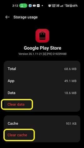 Clear play store app data and cache