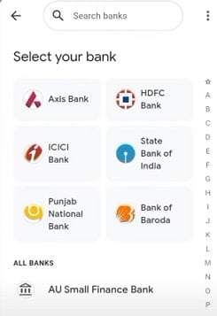 Select bank account