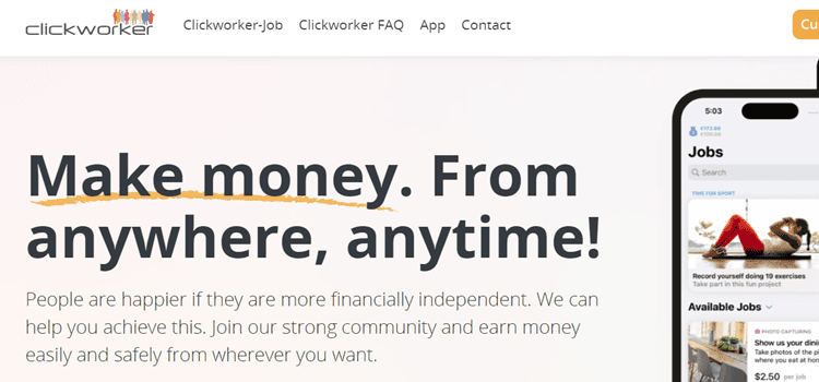 Clickworker website to earn money