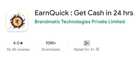 Earnquick refer and income app for android