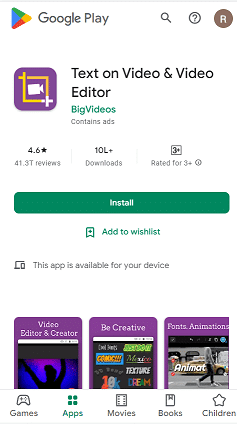 Bigvideos text on videos app download