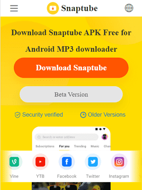 Snaptube video downloader for android mobile