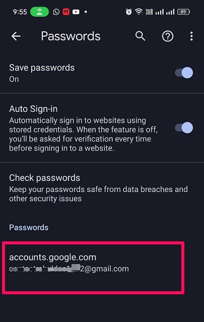 Check for your google account