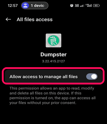 Allow access to manage files