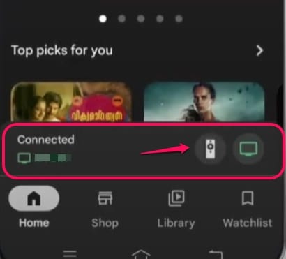 Mobile remote connected to tv