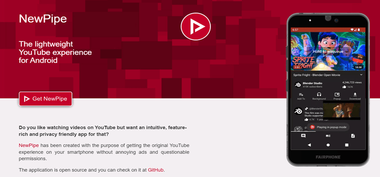 Newpipe application to watch videos without ads