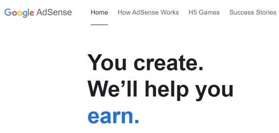 Google AdSense website