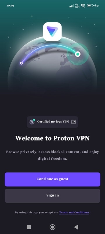 Login, sign in to vpn app